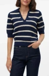 Vero Moda Amazing Short Sleeve Polo Sweater In Navy Blazer Detail
