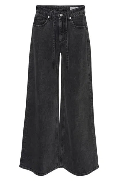 Vero Moda Annet Tie Waist Wide Leg Jeans In Black Denim