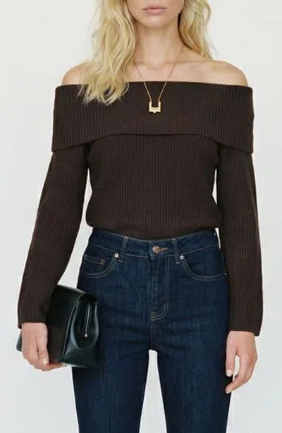 Vero Moda Aries Off The Shoulder Sweater In Brown