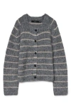 Vero Moda Awesome Shine Stripe Cardigan In Gray