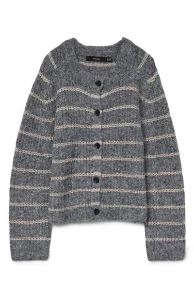 Vero Moda Awesome Shine Stripe Cardigan In Gray