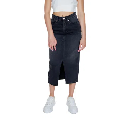Vero Moda Denim Midaxi Skirt With Front Split In Washed Black