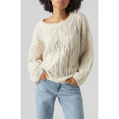 Vero Moda Blueberry Cable Knit Sweater In Birch