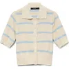 Vero Moda Cherry Stripe Polo Neck Sweater In Birch Detail W/airy
