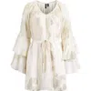 Vero Moda Chili Metallic Tiered Ruffle Minidress In Neutral