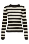 Vero Moda Chili Stripe Crewneck Sweater In Black Stripes Birch