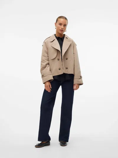 Vero Moda Chloe Short Trench Coat In Beige In Neutral