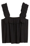 Vero Moda Clara Ruffle Boxy Top In Black
