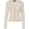 Vero Moda Dea U-neck Ribbed Cardigan In Birch
