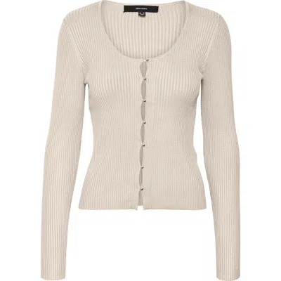 Vero Moda Dea U-neck Ribbed Cardigan In Birch