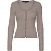 Vero Moda Dea U-neck Ribbed Cardigan In Moon Rock