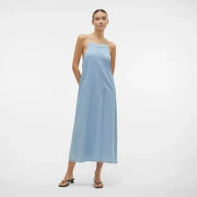 Vero Moda Denim Tie-back Dress In Blue