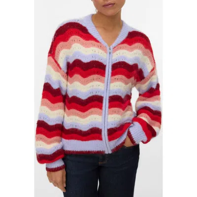 Vero Moda Doja Stripe Zip Front Cardigan In Multi