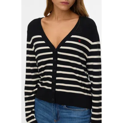 Vero Moda Dory Stripe V-neck Crop Cardigan In Multi