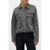 Vero Moda Ellas Studded Crop Denim Shirt Jacket In Light Grey Denim Det