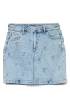 Vero Moda Embroidered Bow Denim Miniskirt In Light Blue Denim