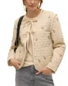Vero Moda Evelyn Embroidered Quilted Short Jacket In Oatmeal