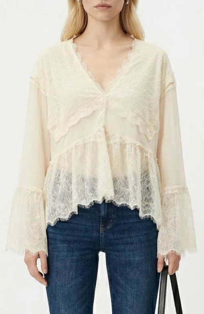 Vero Moda Emilie V-neck Lace Swing Top In White