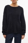 Vero Moda Eyelash Puff Sleeve Sweater In Black