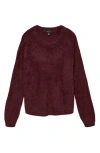 Vero Moda Eyelash Puff Sleeve Sweater In Burgundy
