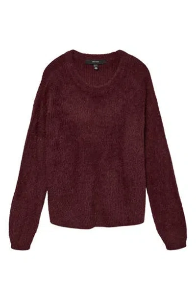 Vero Moda Eyelash Puff Sleeve Sweater In Burgundy