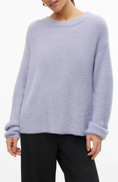 Vero Moda Eyelash Puff Sleeve Sweater In Cosmic Sky