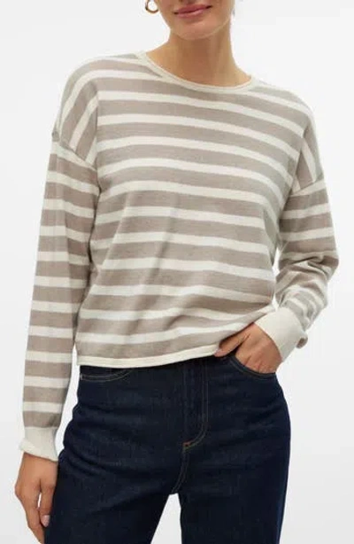 Vero Moda Fantastic Stripe Sweater In Birch Detail Melange
