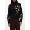 Vero Moda Fatima Floral Turtleneck Graphic Sweater In Black