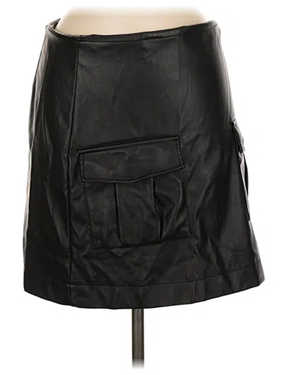 Pre-owned Vero Moda Faux Leather Skirt In Black