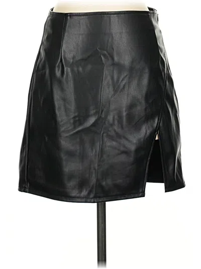 Pre-owned Vero Moda Faux Leather Skirt In Black