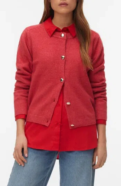 Vero Moda Fiona Long Sleeve Cardigan In Red