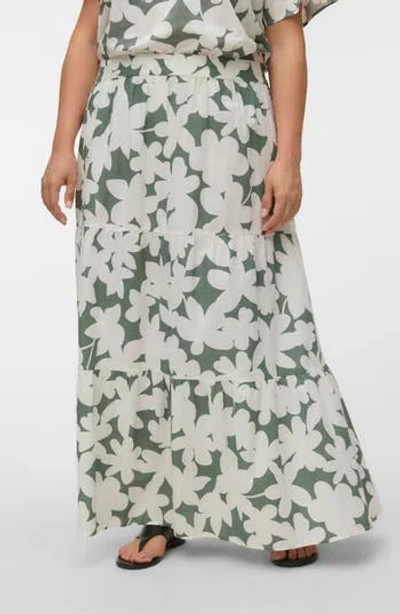 Vero Moda Floral Organic Cotton Maxi Skirt In Green