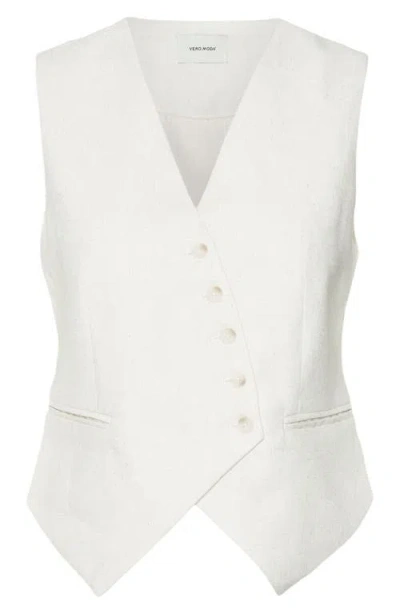Vero Moda Florence Asymmetric Vest In Birch Detail Melange
