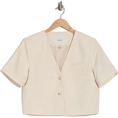 Vero Moda Florence Short Sleeve Button-up Blazer In Birch Detail Melange