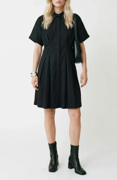 Vero Moda Friba Pleated Mini Shirtdress In Black