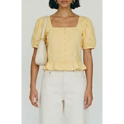 Vero Moda Friba Puff Sleeve Peplum Top In Yellow