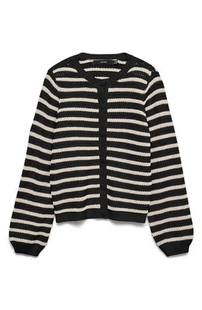 Vero Moda Gorgeous Stripe Cardigan In Black