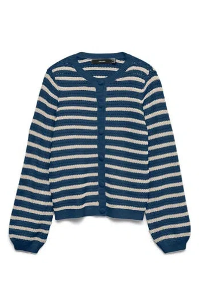 Vero Moda Gorgeous Stripe Cardigan In Blue