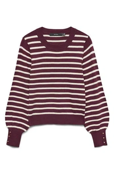 Vero Moda Happy Stripe Button Cuff Sweater In Multi