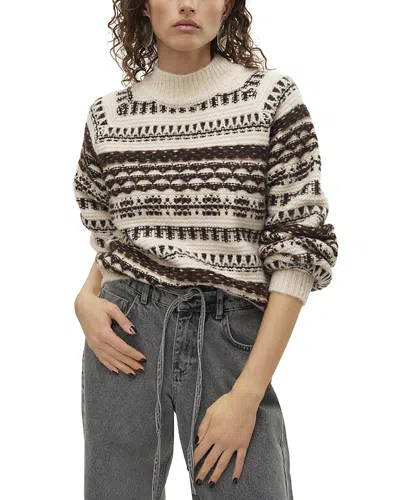 Vero Moda Henya High Neck Sweater In Birch Deta