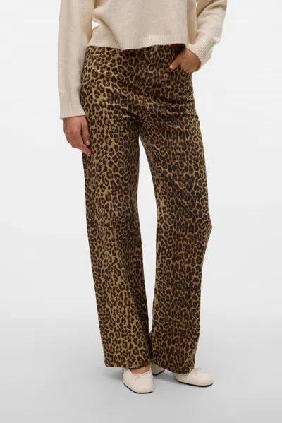 Vero Moda High Rise Wide Leg Fit Jeans In Brown/silver Mink