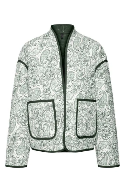 Vero Moda Jane Paisley Quilted Jacket In Olivine Aop Snow Whi