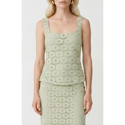 Vero Moda Janelle Floral Lace Tank In Green