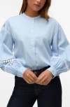 Vero Moda Janni Pinstripe Circle Lace Inset Button-up Shirt