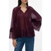 Vero Moda Jenna Split Neck Top In Burgundy