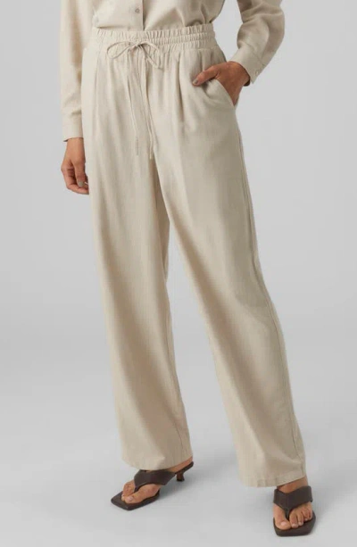 Vero Moda Jesmilo High Waist Wide Leg Trousers In Silver Lining