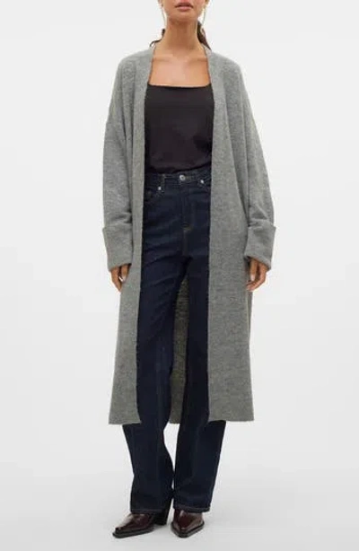 Vero Moda Jupiter Long Sleeve Open Cardigan In Gray