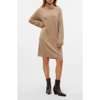 Vero Moda Jupiter Long Sleeve Sweater Dress In Silver Mink Detail W Melange
