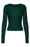 Vero Moda Kara Contrast Piping Long Sleeve Top In Green