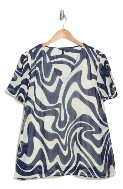 Vero Moda Kate Swirl Print Top In Navy Blazer